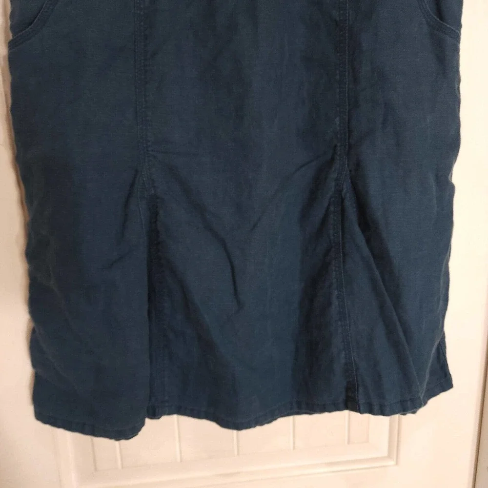 J Jill Womens Skirt Vtg 90s Y2K Blue Linen Drawstring Waist Pleated Midi Size S